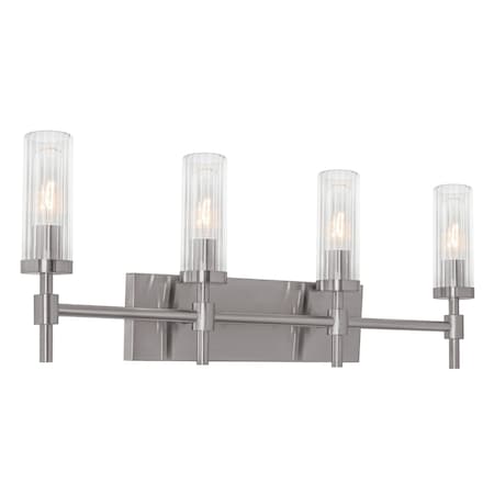Afx Huntington 30'' Vanity, Clear Ribbed Glass Shade, Satin Nickel Finish HNTV3011MBSN
